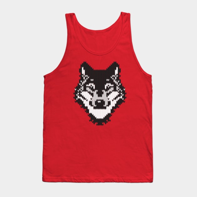 Fair isle knitting grey wolf // spot illustration // black and white wolf Tank Top by SelmaCardoso